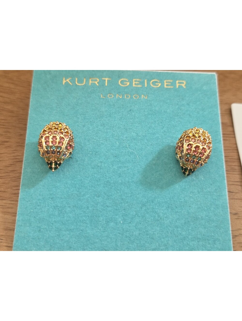 Kurt Geiger London Multicolor Crystal Hedgehog Stud Earrings NWT